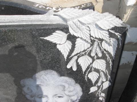 Гранитный памятник, листья березы - Камень памяти - Примеры других исполнителей